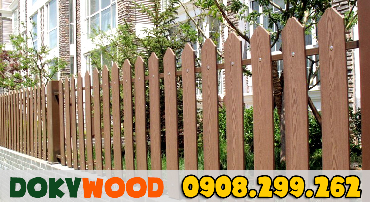 hàng rào được cấu thành từ gỗ nhựa composite