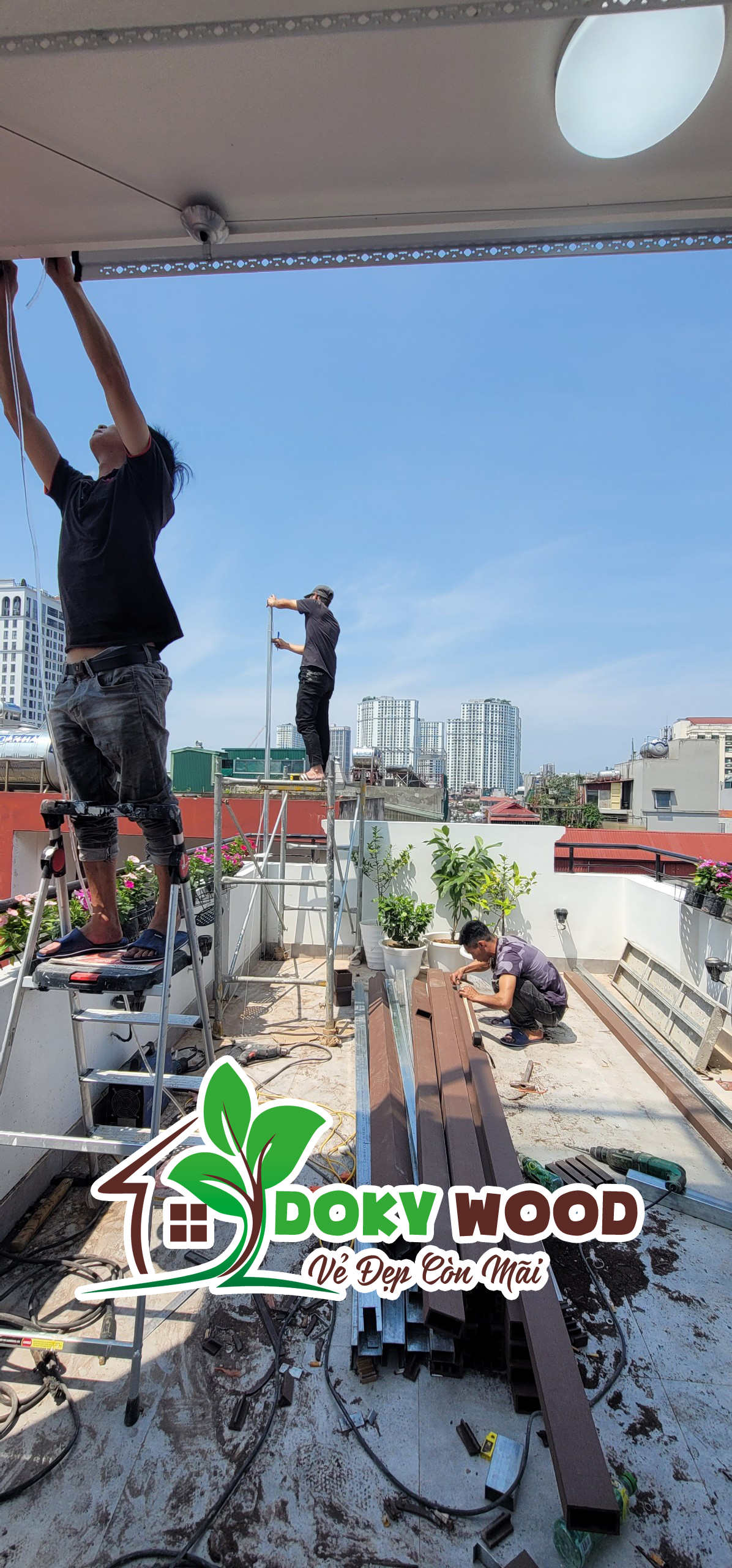 giàn hoa gỗ nhựa nhà chị nga 