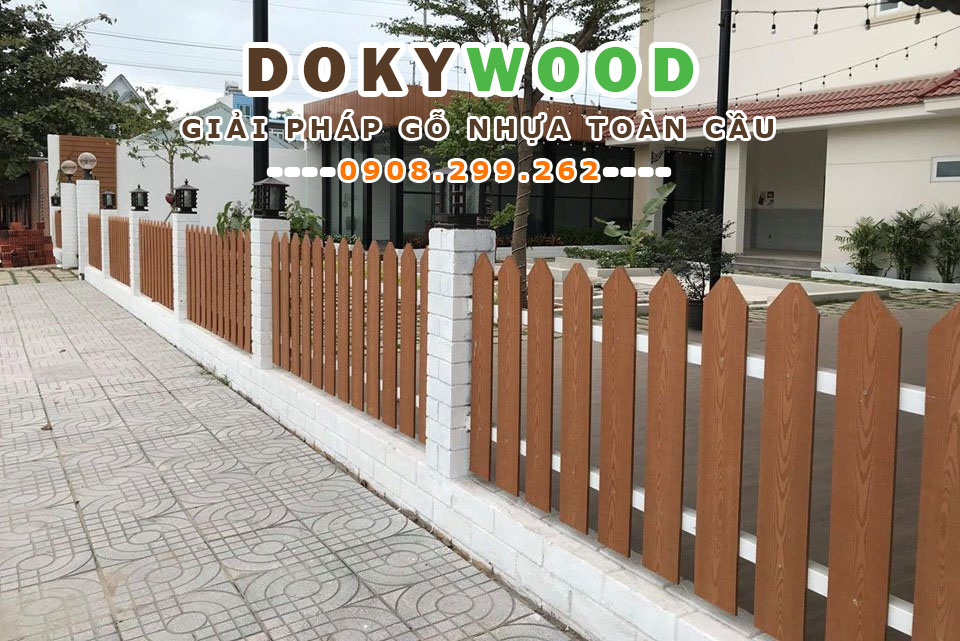 hàng rào làm bằng chất liệu gỗ nhựa cao cấp 