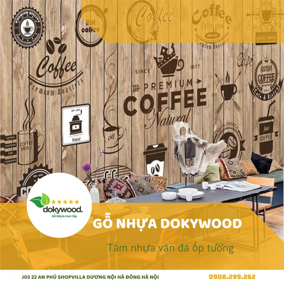 Tấm nhựa ốp tường sử dụng trong quán cafe