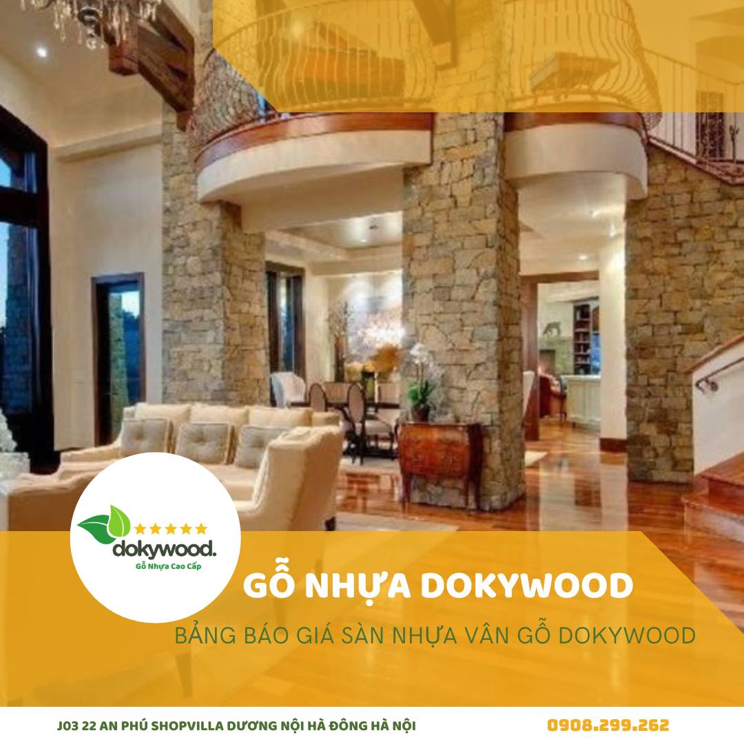 Sàn nhựa vân gỗ Dokywood mẫu 2 với tông màu nâu sáng, tạo cảm giác ấm cúng cho không gian sống.