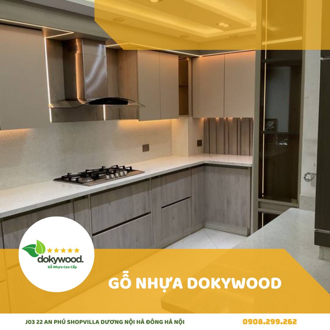 Tấm nhựa ốp tường vân đá trong nahf bếp