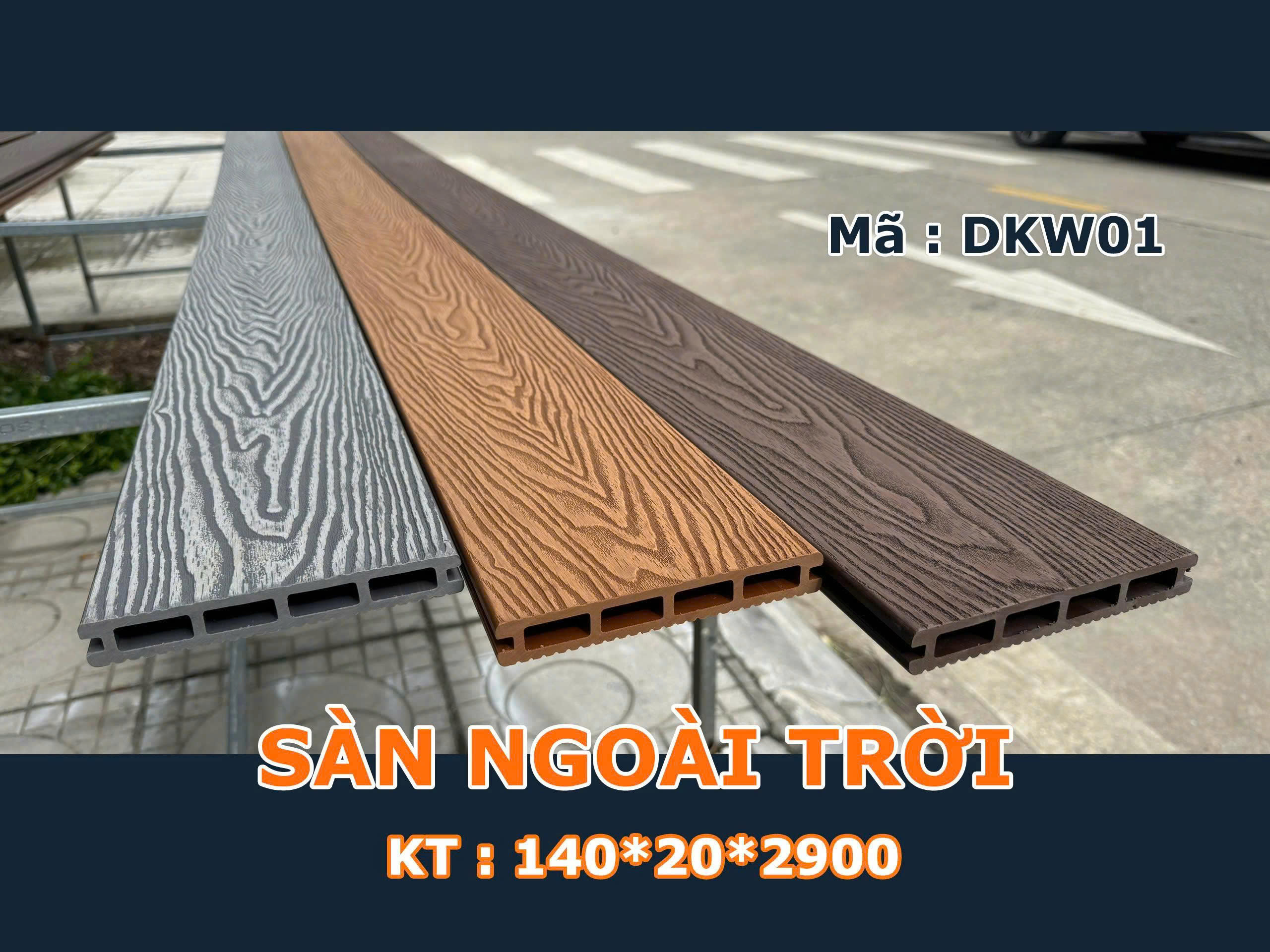 sàn gỗ nhựa ngoài trời dày 2cm